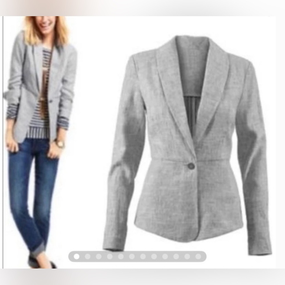 CAbi Womens Single Breasted
Beachwalk Blazer Jacket Size 8 Blue
Linen Blend